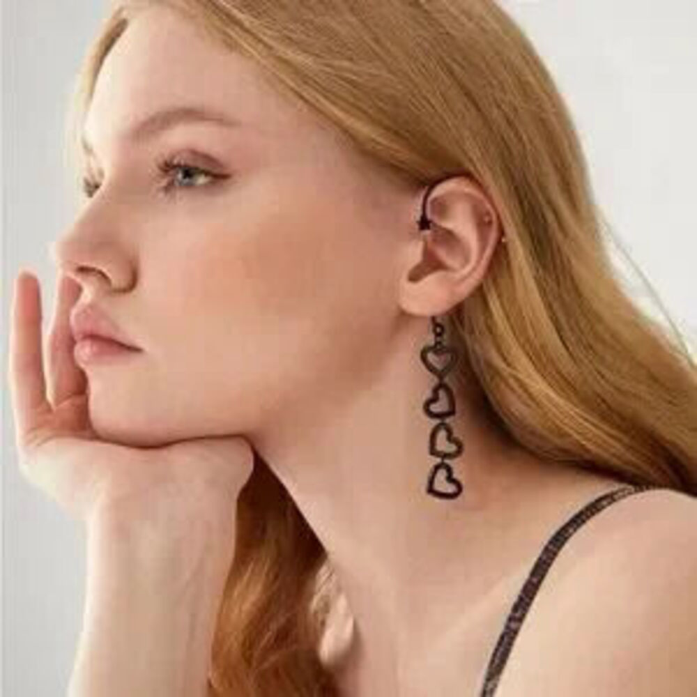 Black 3/$30 Heart Drop Ear Wrap